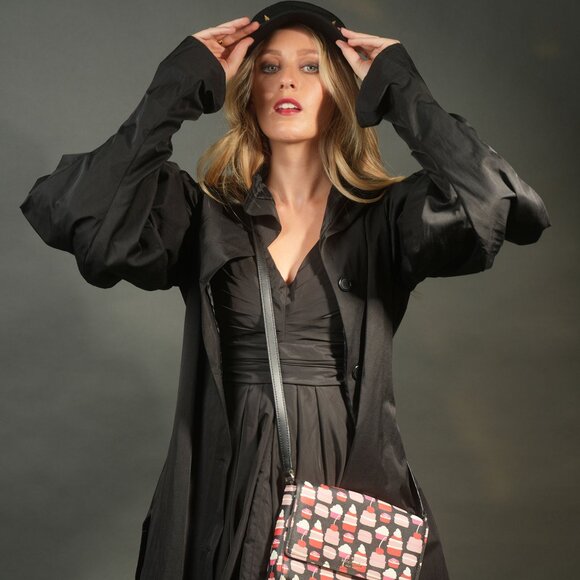 Bubble Hem Black Party Dress by Studio 75 with V-Neck and A-Line, Size S - Picture 8 of 13